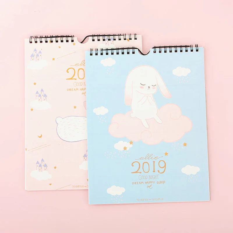 

2019 Good Night Cute Rabbit Wall Calendar Agenda Organizer Daily Schedule Planner 2019.01~2020.01