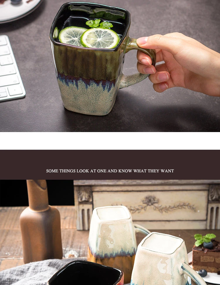 Ретро персональная квадратная чашка керамическая кружка домашняя кофейная чашка креативная офисная Питьевая чашка Студенческая чашка