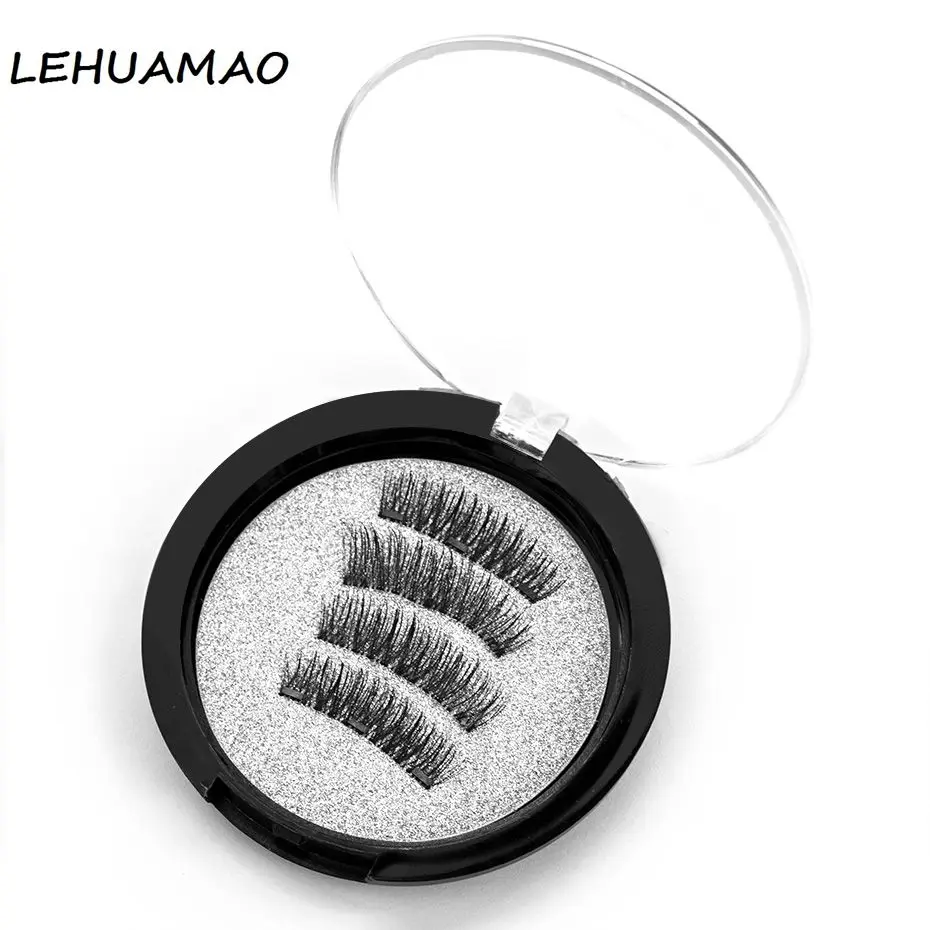 LEHUAMAO 3D Магнитные накладные ресницы(2 пары/4 шт) макияж легко носить мягкие волосы ручной работы норки многоразовые трехслойные магнитные ресницы