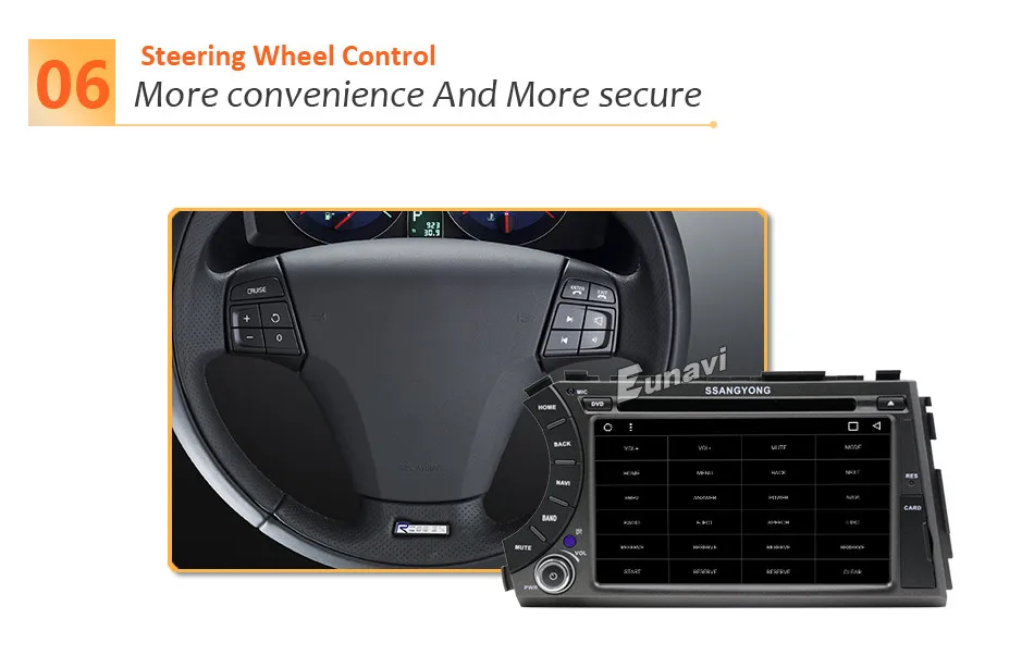 Excellent Eunavi 7" 2 din Android 8.1 TDA 7851 car dvd gps stereo for ssangyong Kyron Actyon 4G Wifi BT support DVR OBD2 1024*600 russian 12