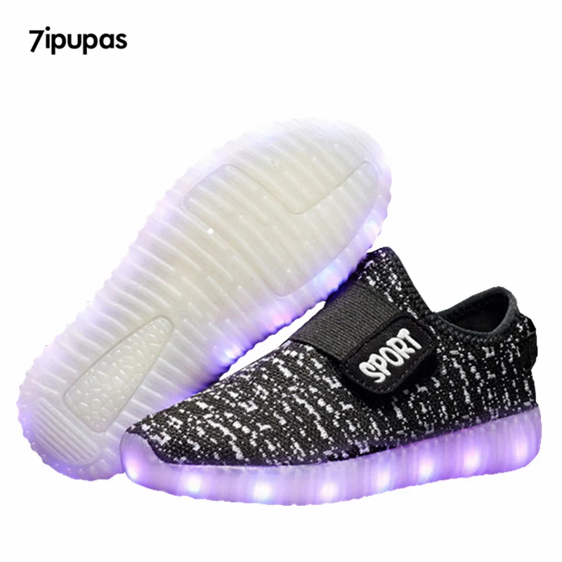 7ipupas Usb charging breathable led light glowing sneakers children basket shoes kids lighted up luminous shoes for girls&boys