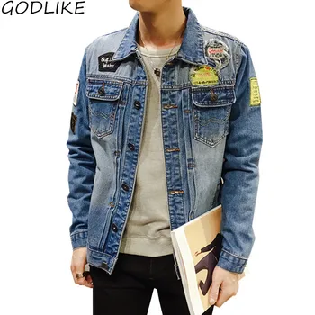 

Mens Jean Jacket 2019 Fashion Autumn Bomber Jacket Men Denim Jacket Male Bomber Long Sleeve Blue Coat Male Plus Size 4XL 5XL