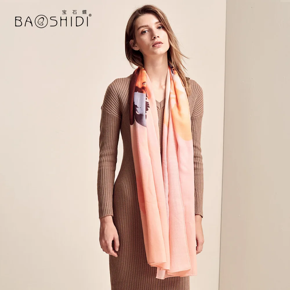[BAOSHIDI] модный дизайнерский шарф lana, длинный женский шарф из шерсти, элегантная теплая Женская шаль, женская зимняя мягкая бандана