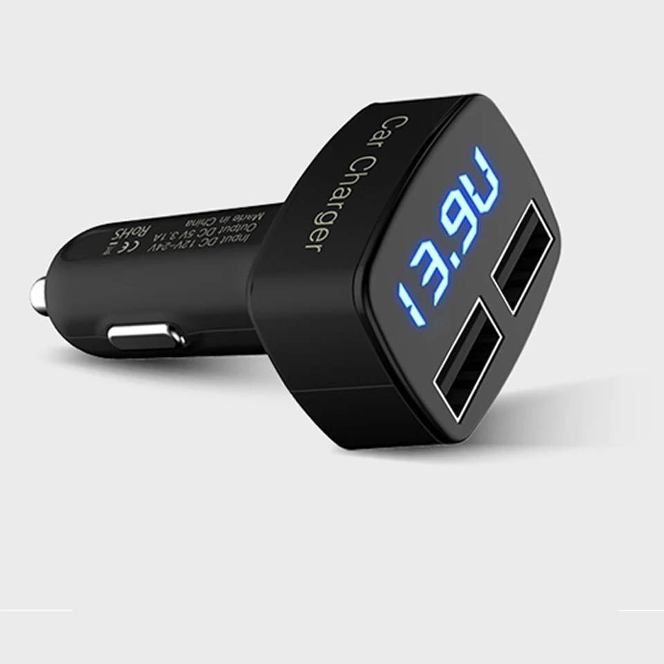 

kebidumei 2 Colors Dual USB 4 in 1 Car Charger Adapter Socket For Phone Tablet PC With Blue Red LED Display