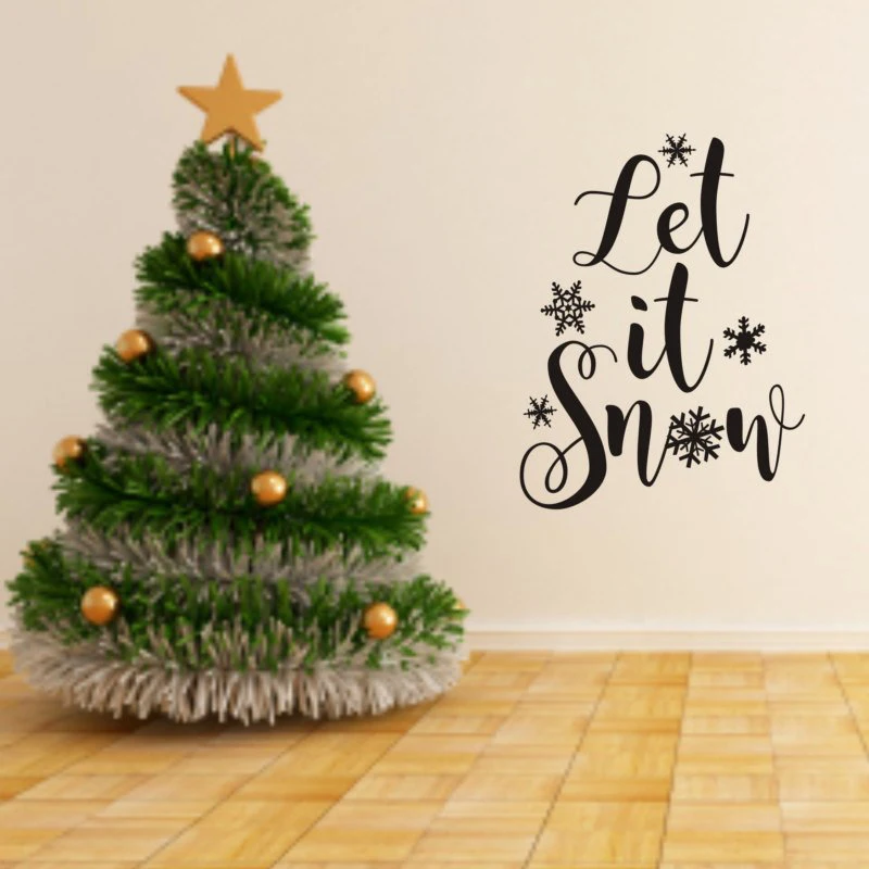Снежинка рисунок Let it Snow Christmas праздничные Обои Съемные наклейки для дома