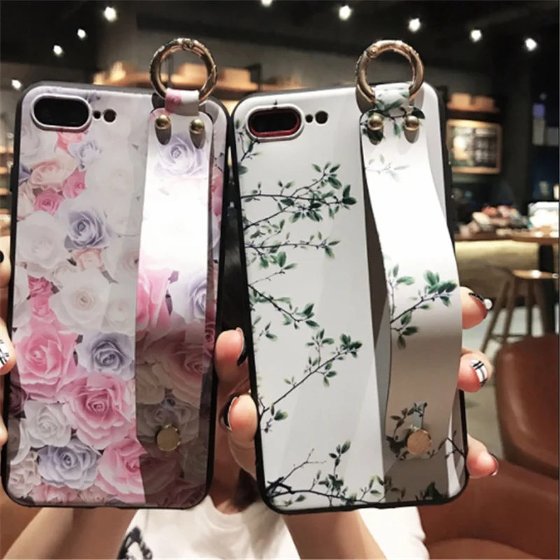 

UVR TPU Rose Flower TPU Case For iphone 8 X 7 6S 6 Plus Phone Cases Back Cover Mobile Phone Case Painted Phone Bag Desk Stand