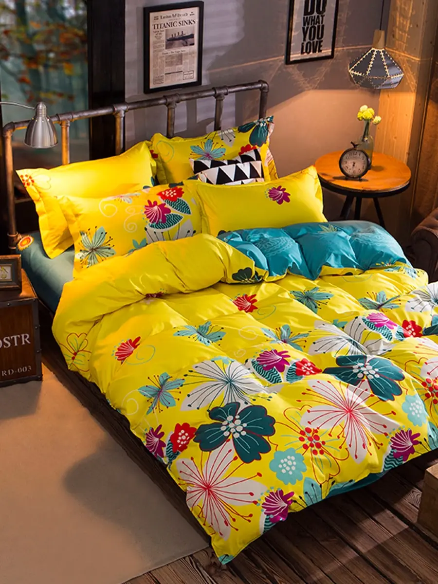 

4Pcs Bedding Set European Style Flora Comfortable Durable Bed Sheet Set