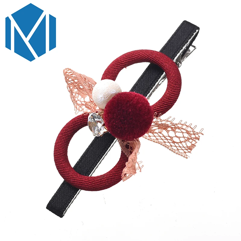 M MISM High Quality Girls Hair Clip 3.1 inch Length Hair Ball with Rhinestone Barrettes Sweet