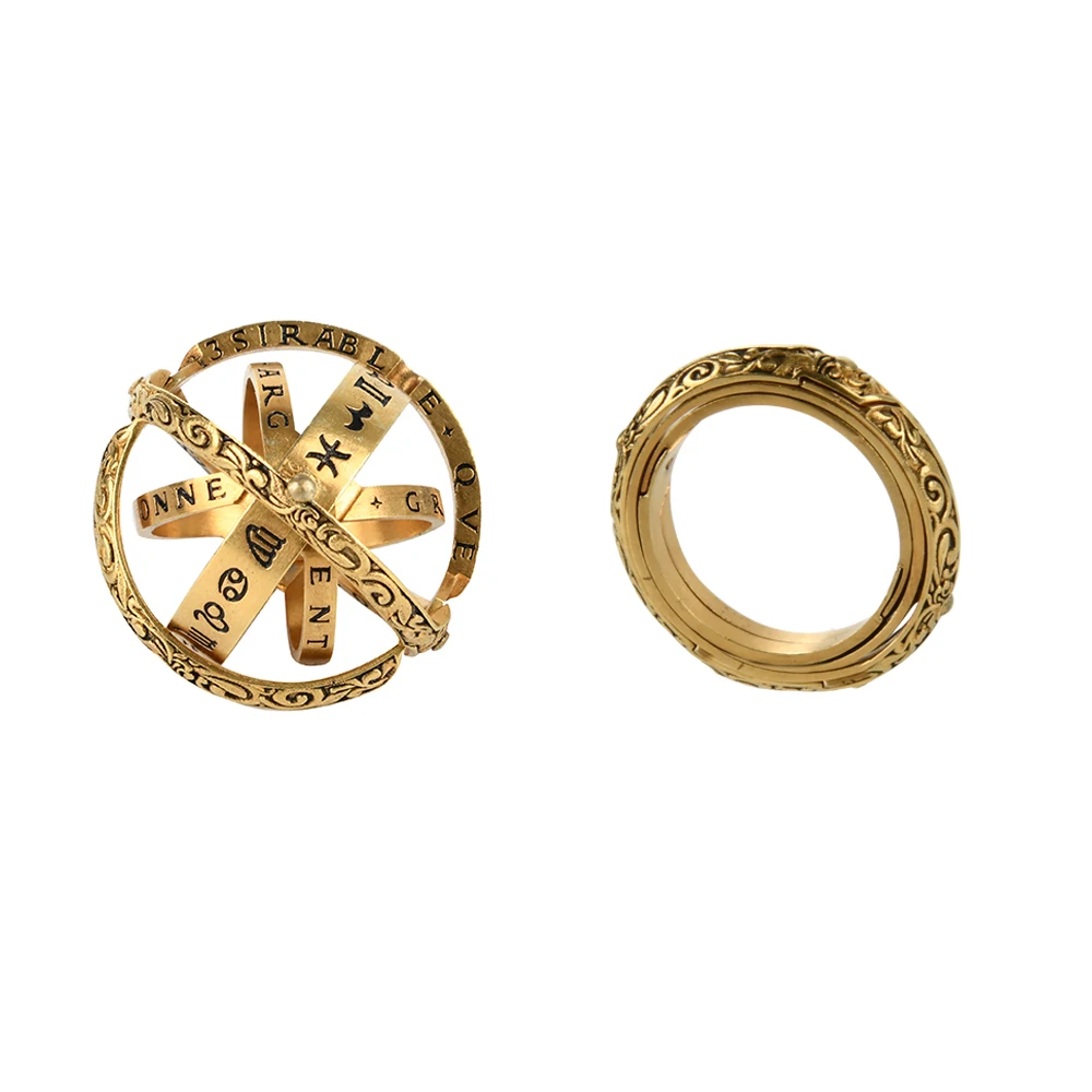 

Retro Hand Made Copper Astronomical Ring 16th Century Germany That Unfolds Into Astronomical Sphere Ring Faded Effect
