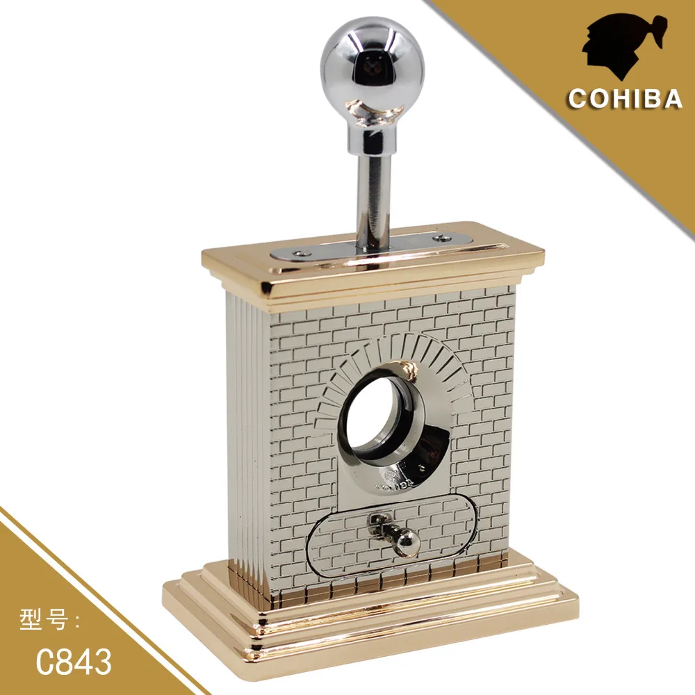 Free Shipping Cohiba Luxury Metal Guillotine Desktop Cigar Cutter with