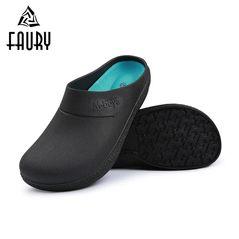 

Black Non-slip Kitchen Work Shoes for Chef Restaurant Kitchen Hotel Catering Slippers Waterproof Oil-proof Lab Protection Shoes