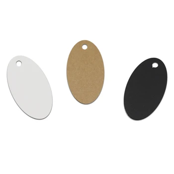 

DHL Ellipse Blank DIY Kraft Paper Tag Label Jewelry Display Card Ear Ring Paper Hang Price Clothing Gift Tags For Wedding Party