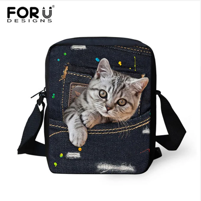 CC3323 Forudesigns/Дизайнерские Для женщин Курьерские сумки 3D животное печати сумки через плечо Kawaii Cat Курьерские Сумки Высокое Crossbody сумка для Обувь для девочек - Цвет: CC3323