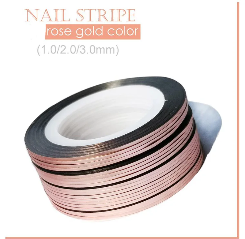 

NSL03-4 10pcs 1/2/3mm Rose Gold Colors Rolls Striping Tape Line Nail Art Decoration Sticker Metallic Striping Nail Tape Sticker