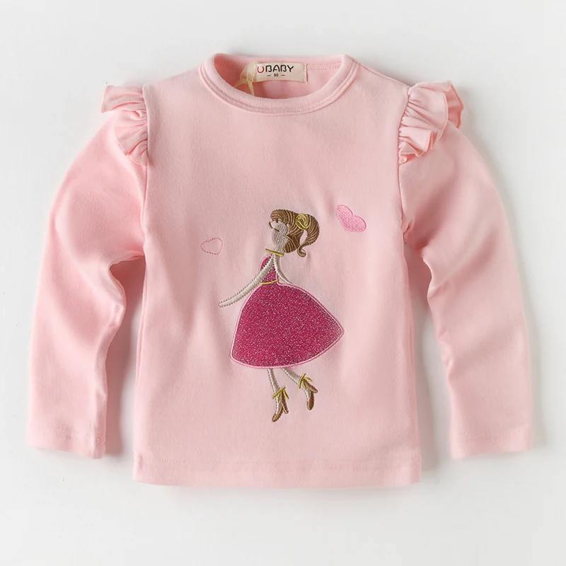 Girls T-Shirt 2019 Spring Autumn Baby t shirt Full Sleeve Cute Cartoon Princess Lace Shirts Children Clothing Kids Blouse |