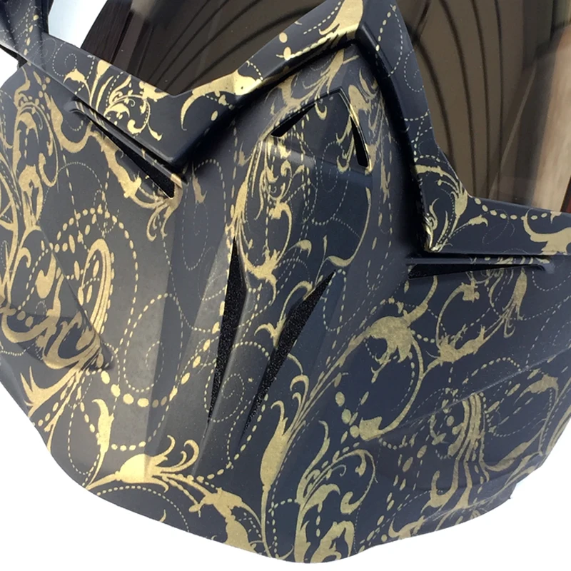 Máscara extraíble Modular para ciclismo, gafas de estilo de carbono, filtro de boca para hombres, perfecto para casco de motocicleta de cara abierta