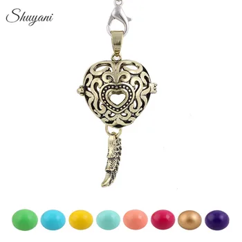 

10PCS Harmony Ball Angel Chime Caller Mexican Bola Pendant for Pregnant Women Heart Shape Cage Locket Necklace Women Gifts