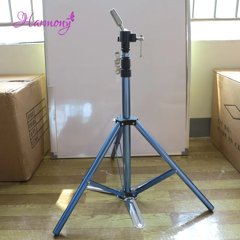 1pcs Blue Color Hair Salon Adjustable Aluminum Tripod Stand Mannequin Training Head Holder Wig Stand Clamp 1pcs Blue Color Hair Salon Adjustable Aluminum Tripod Stand Mannequin Training Head Holder Wig Stand Clamp