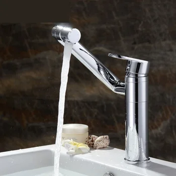 

The rotating copper basin faucet single hole basin faucet lavatory faucet for hot and cold