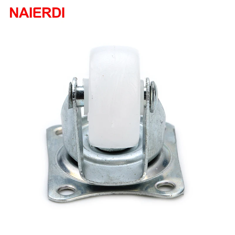 Roda resistente universal giratória 10kg, 4 unidades, naierdi, 1 ", roda de móveis castor branco pp, nylon duplo, roda de rolo para cadeira de carrinho plataforma-4