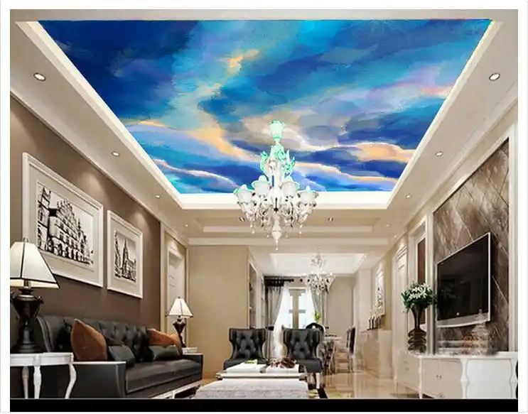 Personalizado 3d Papel 3d Techo Pintado Murales Azul Cenit Celeste