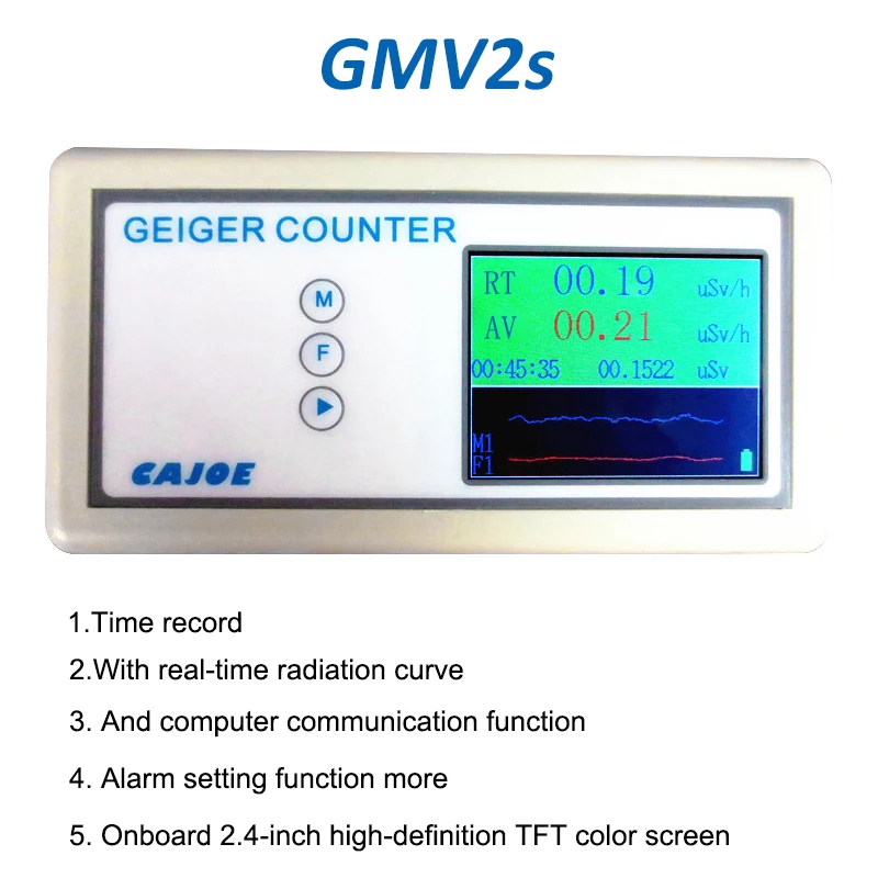 

Geiger Counter Nuclear Radiation Detector X-ray Y-ray B-ray X ray Tube Dosimeter With Alarm 2.4 TFT Real-Time Radiation Curve