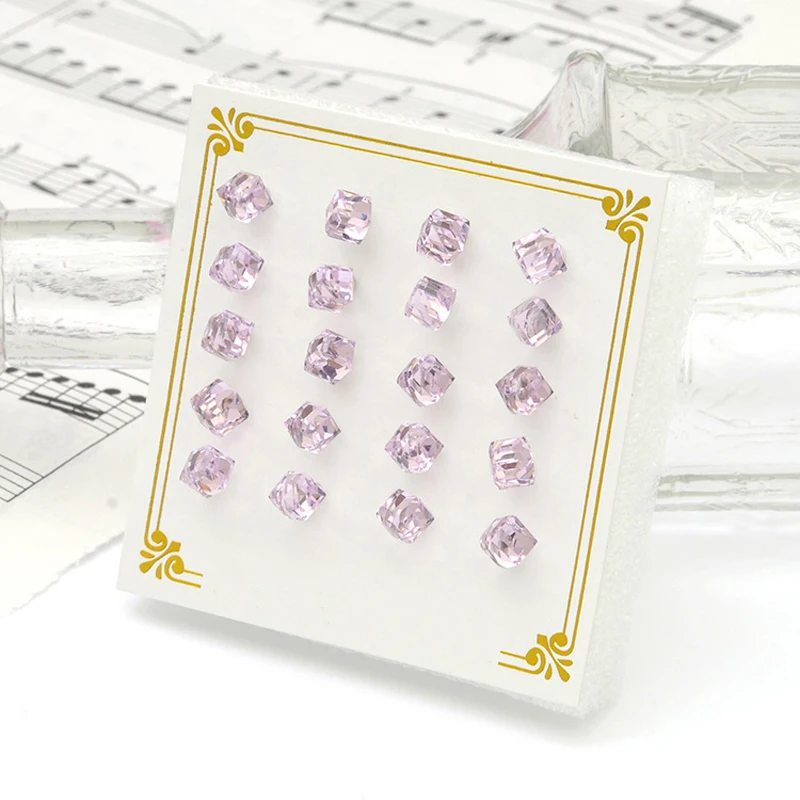 LNRRABC модные 10 пар/уп. серьги-гвоздики для женщин, квадратные серьги-гвоздики с кристаллами, серьги для пирсинга, кубик, розовый, красный, ювелирное изделие, подарок