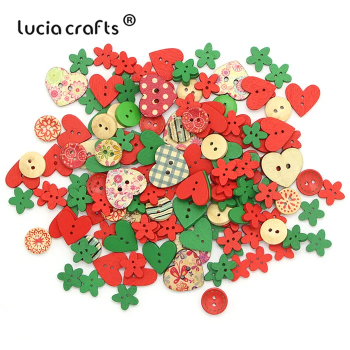 Lucia crafts 50 шт 15-25 мм смешанные стили деревянные пуговицы для рождественские вечерние украшения для самостоятельного пошива одежды аксессуары ручной работы E0607 - Цвет: Color 3