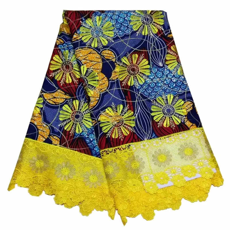 

African Wax Prints Fabric Wax Hollandais With Lace And Stones Ankara African Wax Print Fabric 2019 Hot sale SMT022501