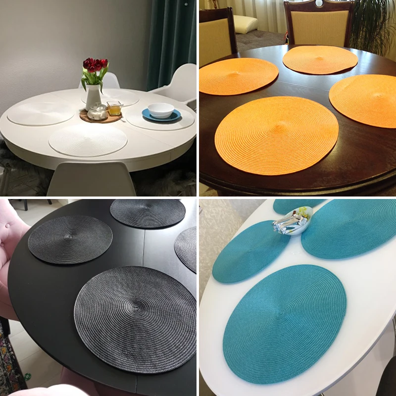 Round Weave Placemat Table Mats Simple Style Dining Napkin Pads Non-Slip Heat Resistant Coaster Cushion Kitchen Party Decoration Round Weave Placemat Table Mats Simple Style Dining Napkin Pads Non-Slip Heat Resistant Coaster Cushion Kitchen Party Decoration