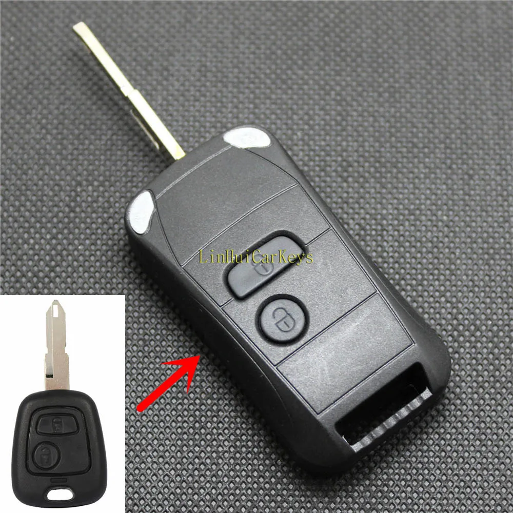 

PINECONE for PEUGEOT 206 Flip Folding Key 2 Buttons Uncut Blank Brass Blade Upgrade Mini Car Remote Flip ABS Key Shell 1 PC