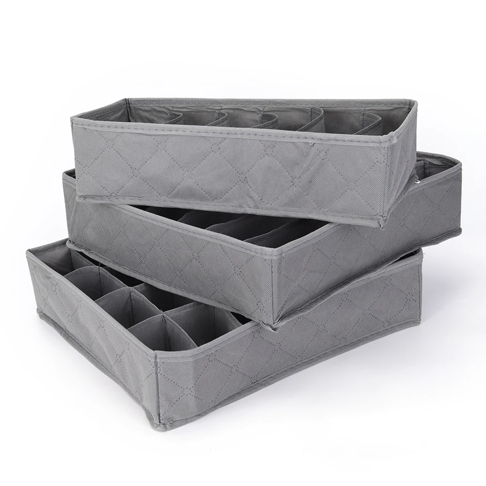 

New 3pcs/lot 3 In 1 Bamboo Storage Box Container Drawer Divider Lidded Closet Boxes For Ties Socks Bra Underwear Organizer Hot