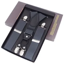 Новые мужские подтяжки черные кожаные подтяжки Регулируемый ремень брюки подтяжки подарки для папы ligas 4 зажимы подтяжек