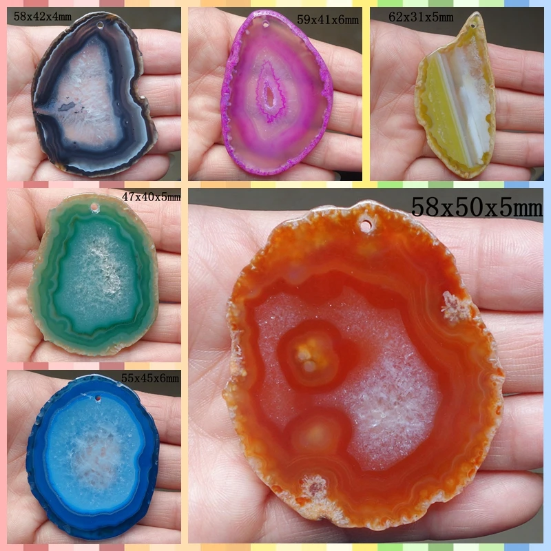10PCS Free Shipping Slice Crystal Agates Stone Necklace Pendant Jewelry 47-65mm | Украшения и аксессуары