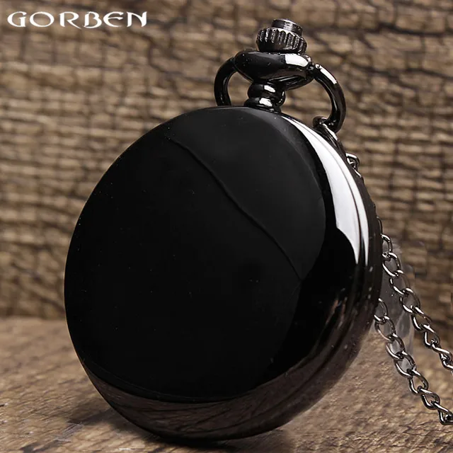 2017 New Fashion Smooth Black Case Design Pocket Watch Necklace Vintage Classic 2017 New Fashion Smooth Black Case Design Pocket Watch Necklace Vintage Classic