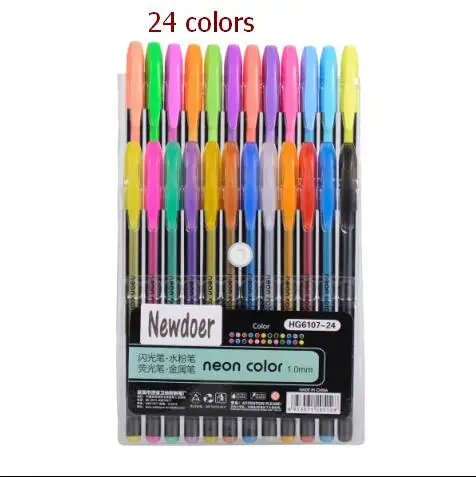 12 цветов 24 цвета s 36 цвет s 48 цвет s цветные гелевые чернила ручки, лучший набор гелевых ручек для взрослых цветные книги, рисование и запись мм - Цвет: 24 colors