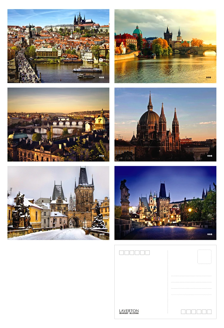 

6pcs/lot Prague beautiful landscape christmas greeting cards postcards set/Gift Card/Blessing invitation Post card YH-1096