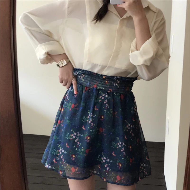 

Women's Summer Skirts Lovely Kawaii Sweet Girl Casual Vintage Wooden Ear Floral Skirt Female Korean Girl Ins Harajuku For Women