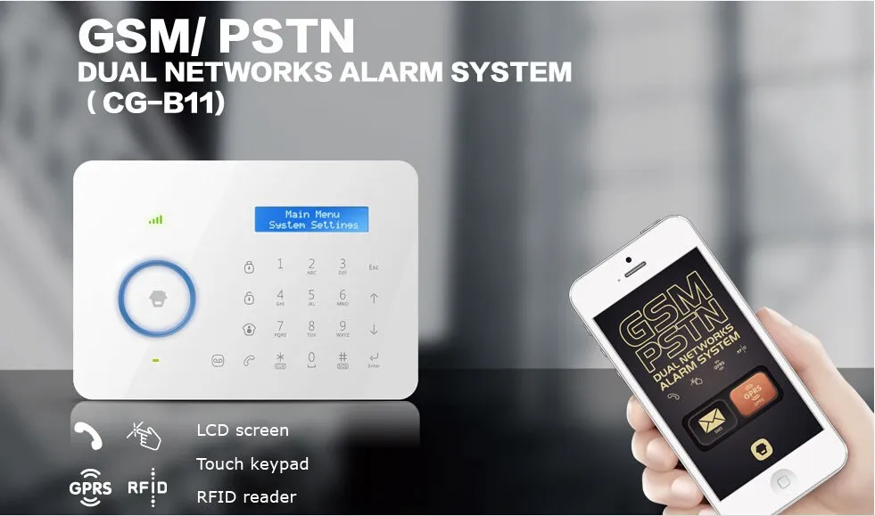 Большая скидка ЖК-дисплей дисплей B11 GSM и PSTN сигнализационная система, домашняя охранная система сигнализации умный дом сигнализации