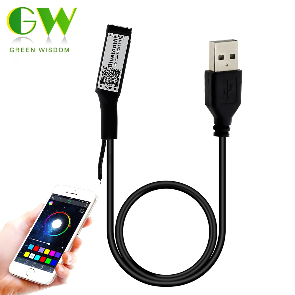 

USB Mini Bluetooth RGB Controller DC5V LED Light Strip Controller Dimmer IOS / Android APP