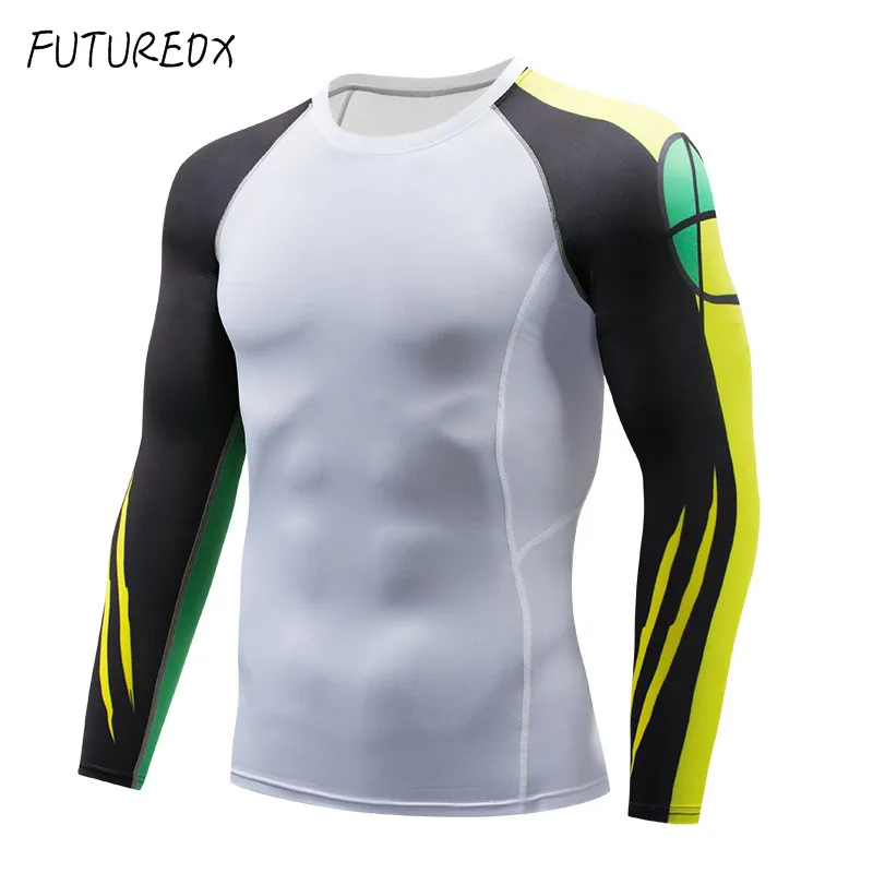Fashion Long Sleeve Men's T-Shirt 3D Print Men's Skinny Skin Compression Shirt MMA Rash Defender Men's Fitness Top Fitness Set 