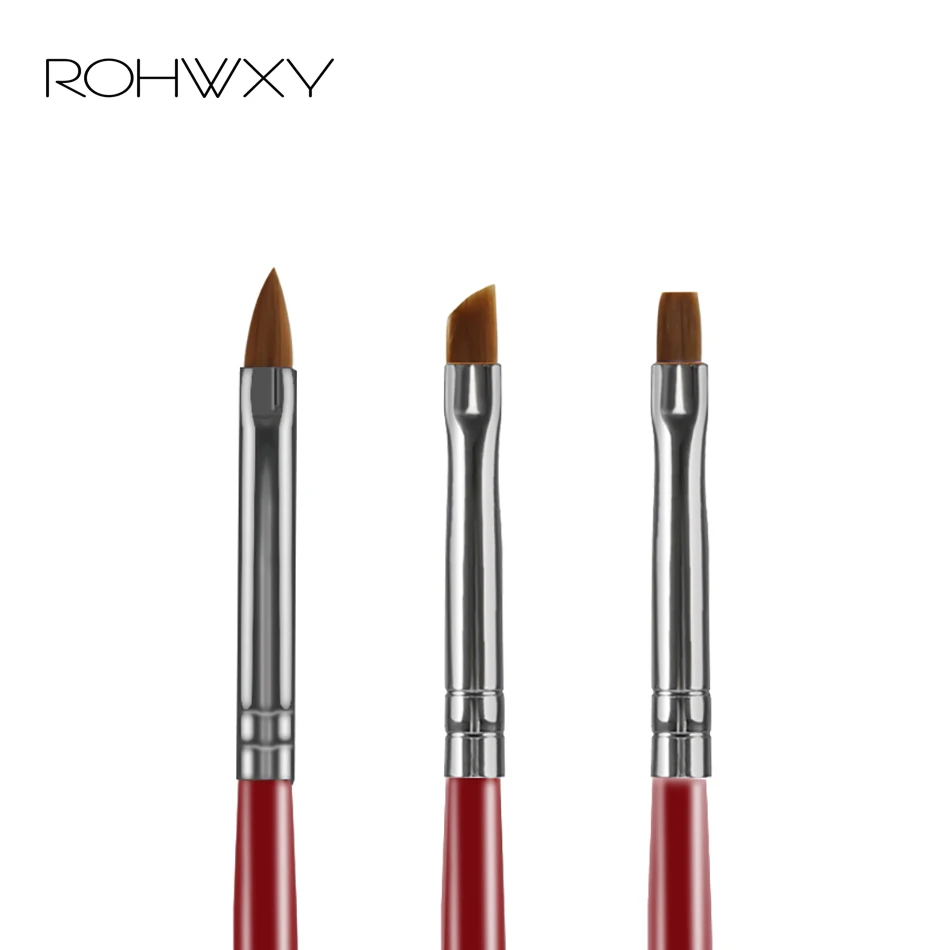 ROHWXY 3 шт./компл. Nail Art кисти акриловые французской живописи кисти цветок дизайн в полоску линии вкладыш DIY чертежный карандаш для маникюра, инструменты