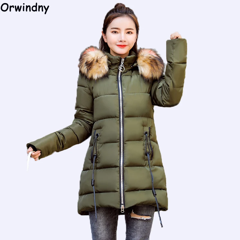 

Orwindny 2019 New Hooded Winter Coat Women Casaco Feminina Wadded Jacket Long Thicken Warm Down Cotton Coat Army Green Parkas