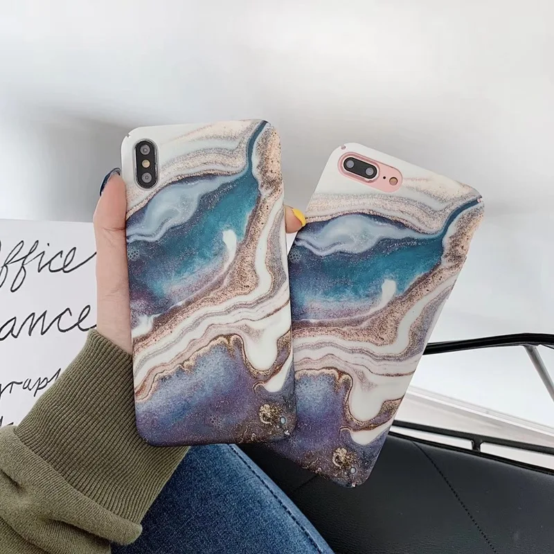 

Luxury Vintage Matte Abstract Marble Case For iPhone X XR XS Max PC Hard Cover For iPhone 8 7 6 6S Plus Cases Coque Fundas Capa
