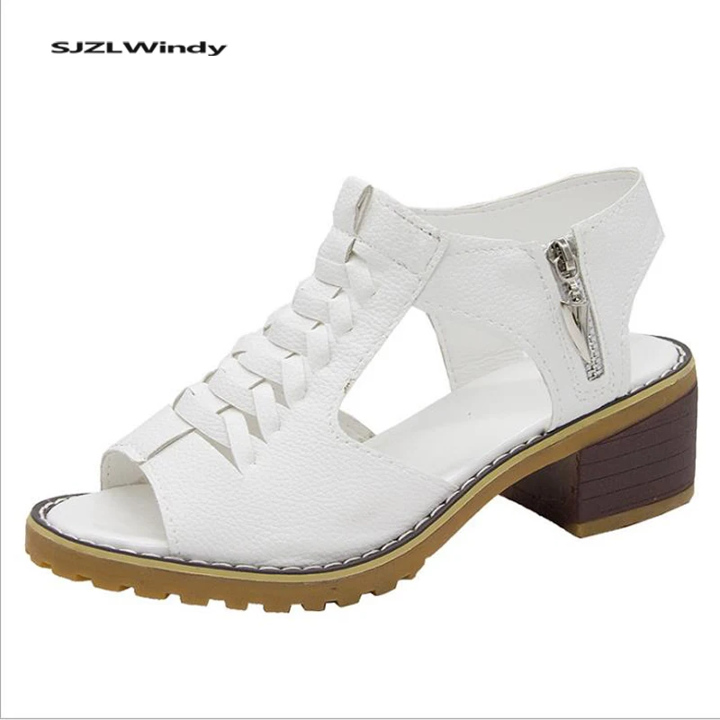 

High-heeled sandals 2019 new flat bottom with open toe beef tendon bottom shoes fish mouth side zipper retro wild single shoes