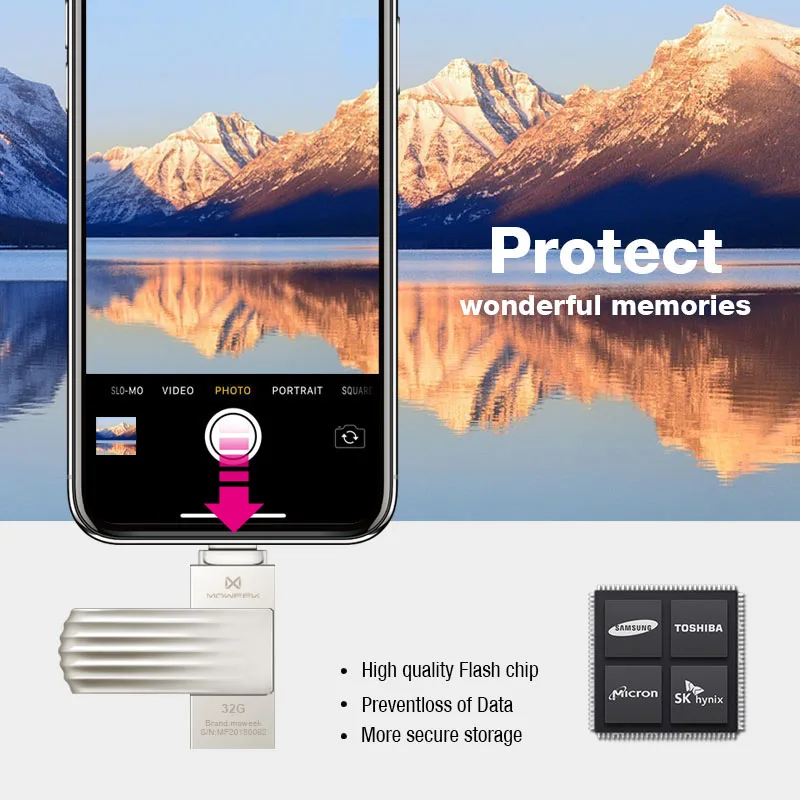 USB флеш накопитель Moweek для iphone X Xs Max 8 7 6 ipad 256 ГБ флешка 16 32 64 128 диск 2 0 iphone|USB