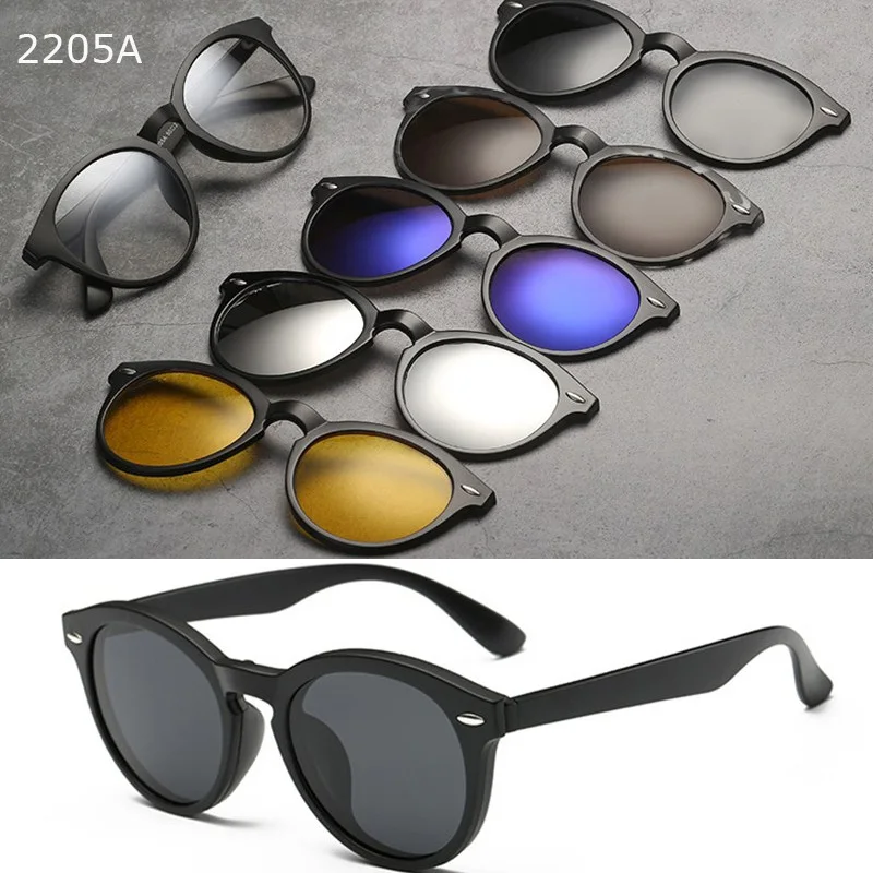 QIFENG оптическая оправа для очков для мужчин и женщин TR90 с 5 зажимами солнцезащитные очки поляризованные магнитные близорукость оправа для очков QF125 - Цвет оправы: QF123-2205A