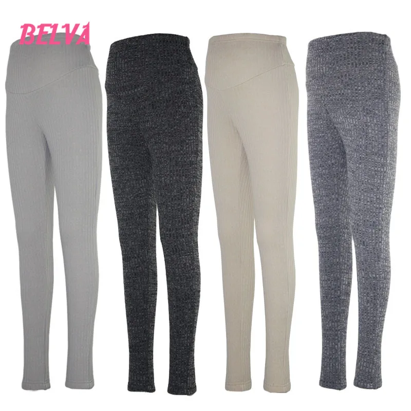 Belva fleece warm support belly high elastic cotton pants