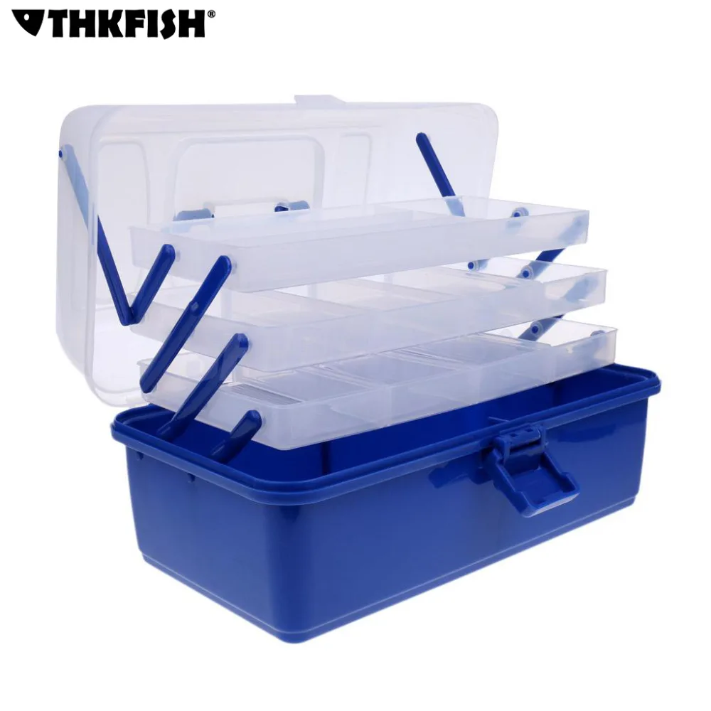 

Thkfish 3/4 Layers Fishing Storage Box 34cm*20cm*17.5cm Multi-function Fishing Tackle Box Hooks Lures Swivel Storage Box