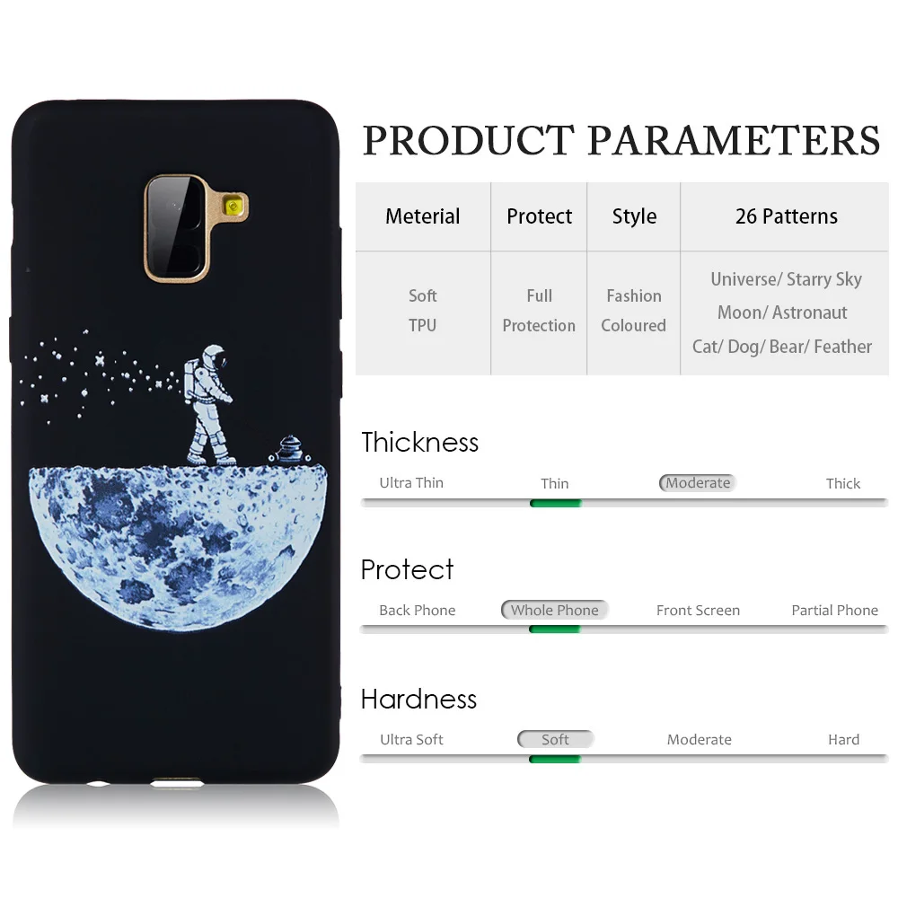 KSAM1181_2_JONSNOW Phone Case for Samsung A7 2018 A6 A8 J4 J6 J415 J610 2018 Matte Painted Patterns Soft Silicone Cover Cases